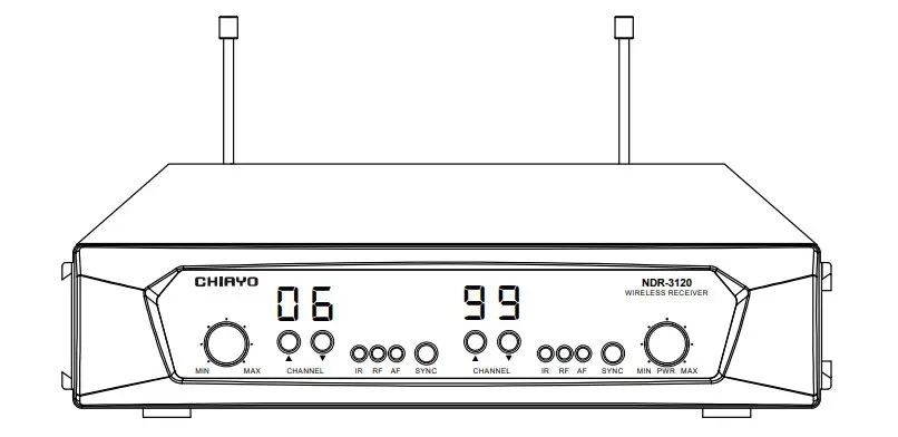 CHIAYO NDR-3120 UHF 1-2 19 Inch Dual-Channel Auto Sync Diversity Receiver