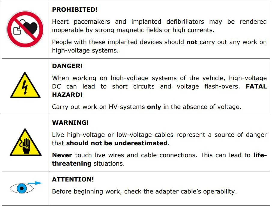 CAR-connect Adapter Cable VAS 6558A 39-1 User Manual - safety icon