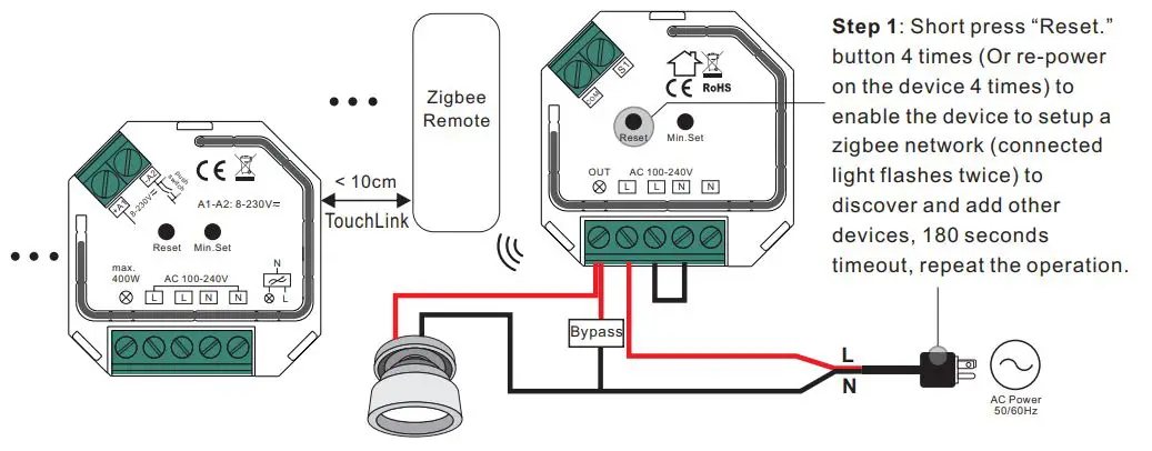 ZigBee SR-ZG9040A-S Micro Smart Dimmer Instructions - Setup a Zigbee Network & Add Other Devices to the Network