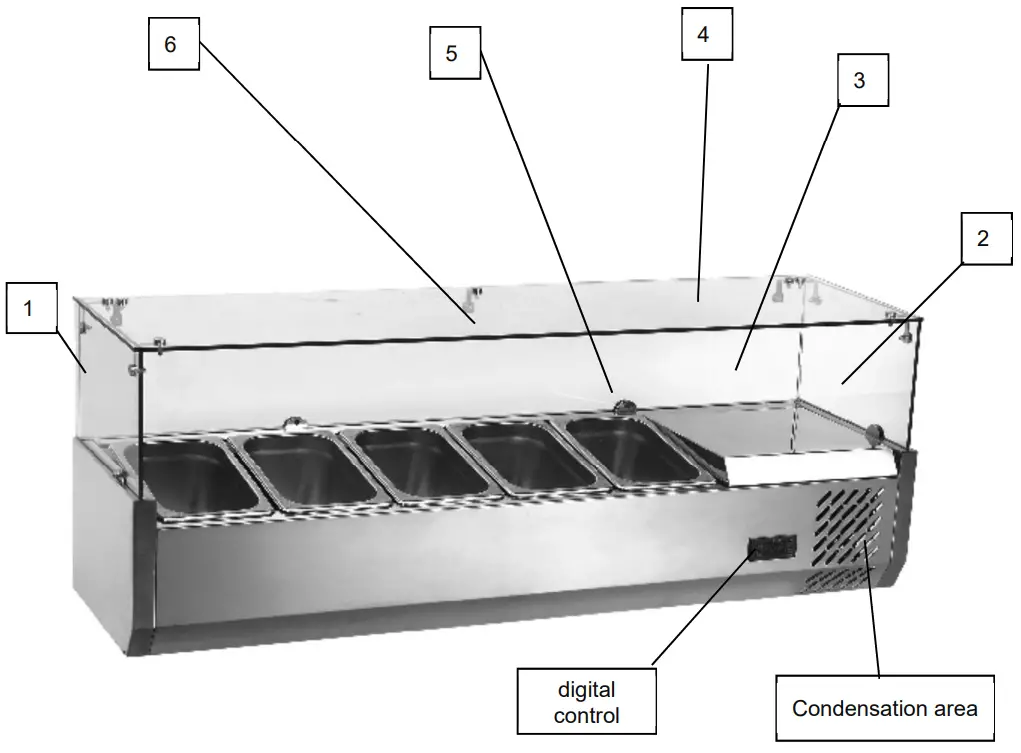 casselin CSAP514 Commercial Table Top Saladette Display Fridge Salad Bar - fig