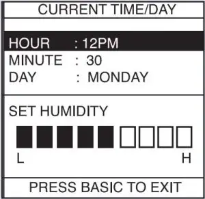 FIG 2 Set Day, Time & Desired Humidity