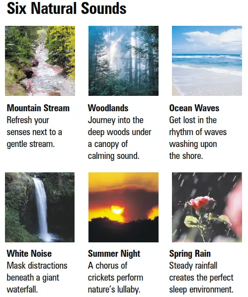 Homedics SS-400B DELUXE Acoustic Relaxation Machine Envirascape Soundspa Clock Radio Instruction - Six Natural Sounds