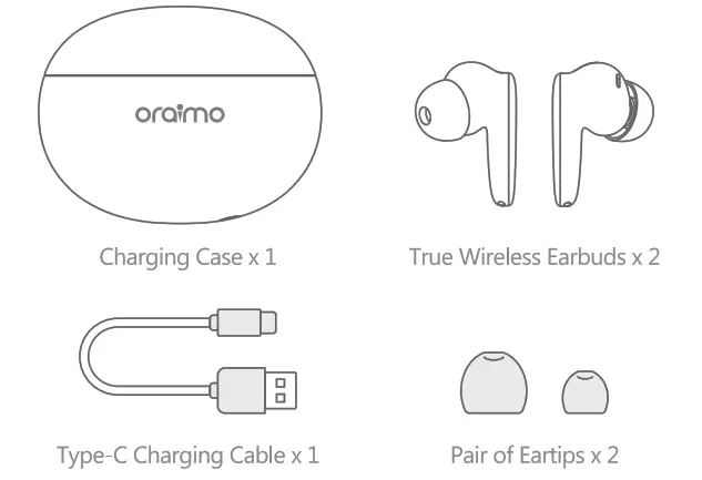 oraimo OEB-E02D-L True Wireless Stereo Earbuds - Package