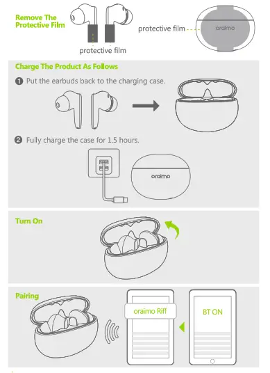 oraimo OEB-E02D-L True Wireless Stereo Earbuds - Use