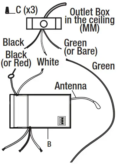 CENMING HD3AC8.3.T Universal Thermostatic Ceiling Fan Remote Control Kit - Installation 3