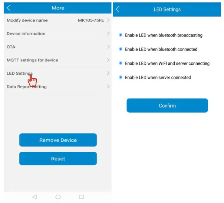 MOKO MK105 Bluetooth Gateway Plug - LED Settings