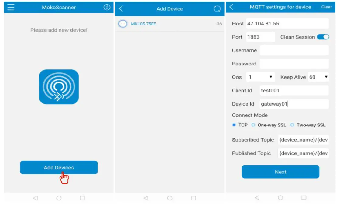 MOKO MK105 Bluetooth Gateway Plug - select a device