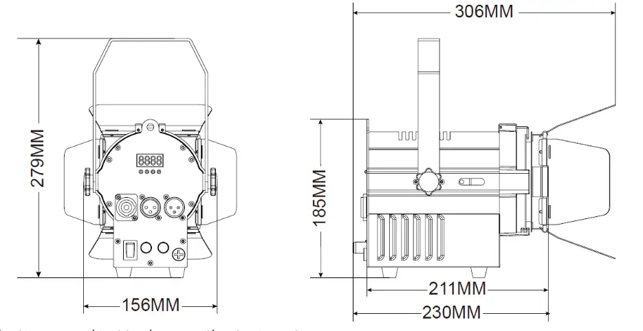 beamZ Pro Mini Fresnel - Dimensions