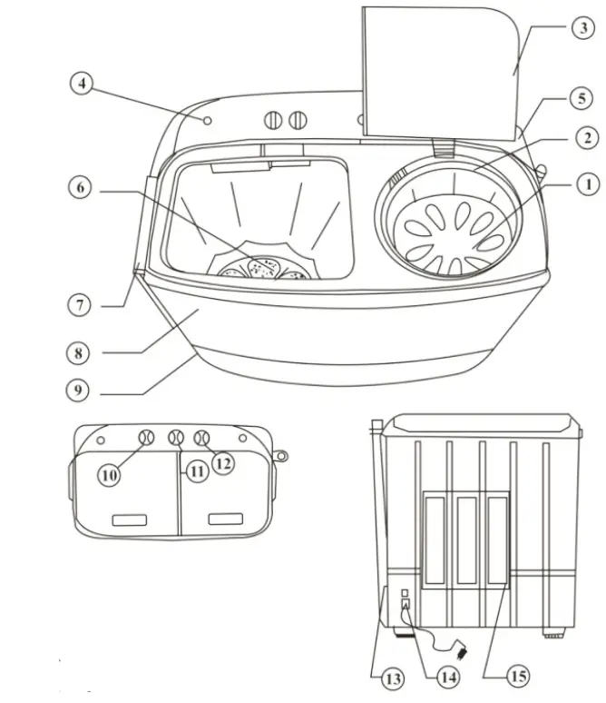 COSTWAY FP10061US-GR 13lbs Portable Semi-Automatic Twin Tub Wash Machine 03