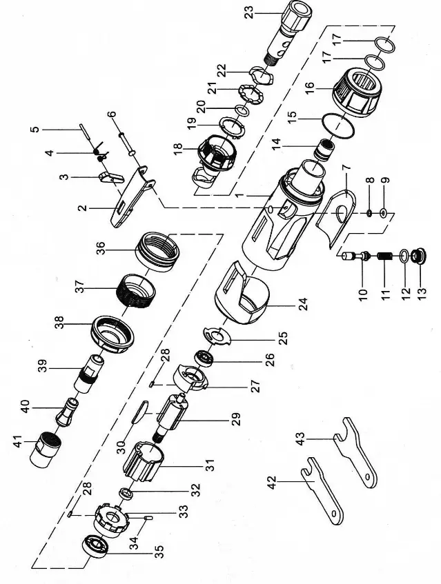 Clarke X Pro CAT128 Professional Air Die Grinder- Diagram