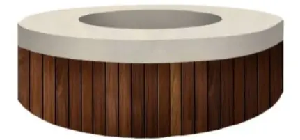 PRISM HARDSCAPES Elements Collection Hampton Round Concrete & Hardwood Fire