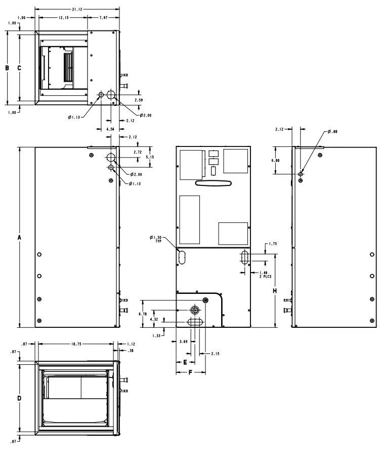 AMERISTAR A4AH6E19A1B30B 1 5 Ton Convertible Air Handler - fig