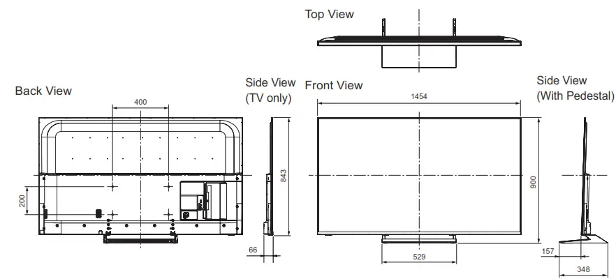 Panasonic TX-65HX800B LED TV - Top View
