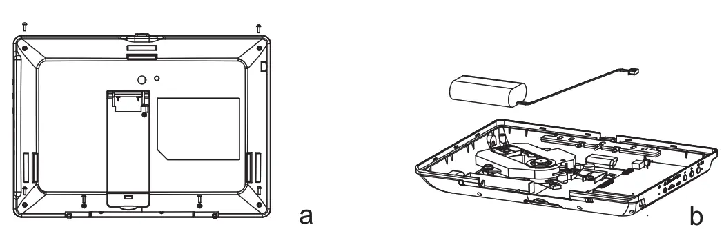 SYLVANIA SLTDVD1024-COMBO 10.1 Inch Quad Core Tablet Portable DVD Player - batttry removal