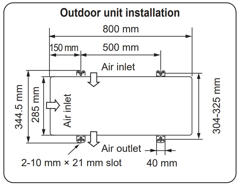 MITSUBISHI ELECTRIC JG9B896H02 Split Type Air Conditioner Outdoor unit installation