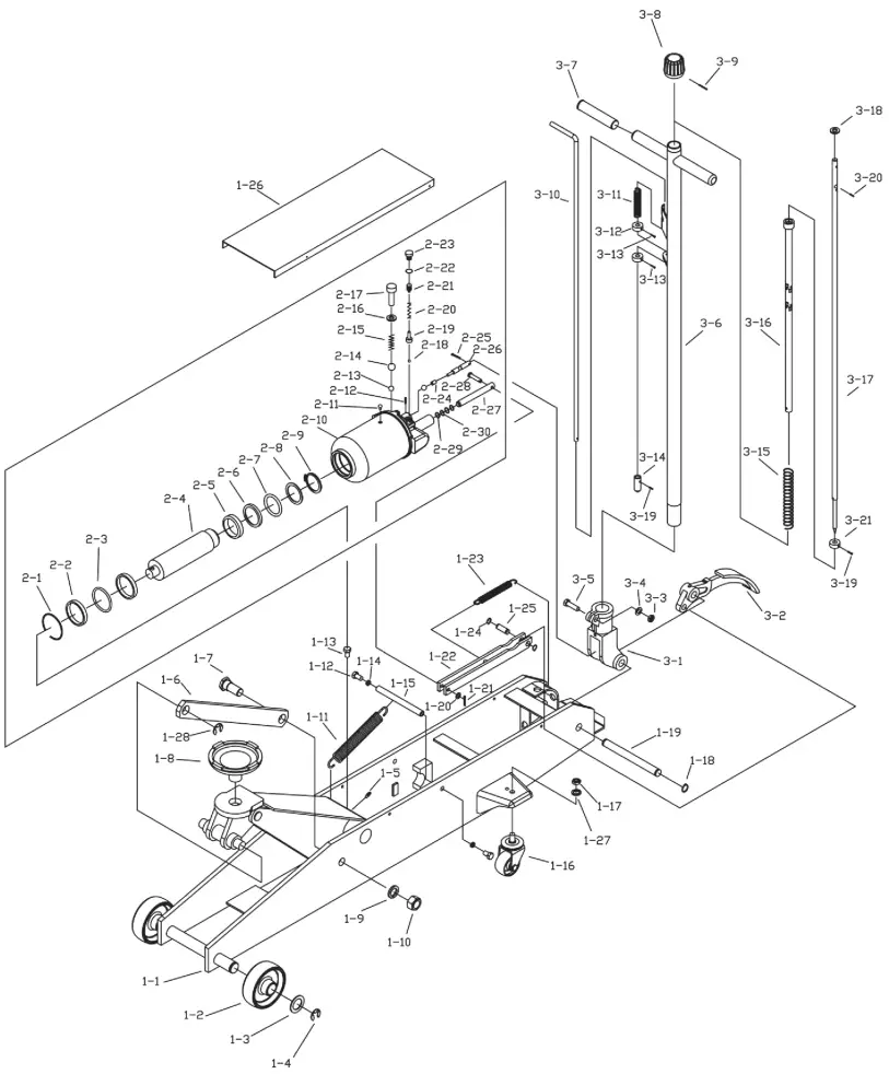 SIP INDUSTRIAL 03642 and 03647 5 Ton and 10 Ton Long Floor Jack - Fig 2