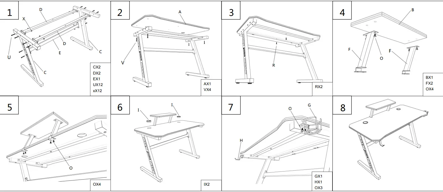 Tatahance W90734332 Z 7 24 Inch Z Shaped Rectangular Black MDF Computer Desk with PC Holder - Fig 2