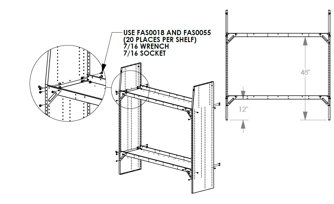 ADRIAN STEEL HD-1644 HRC 16 inch Deep Shelving 44 inch 5 Shelf Unit-11