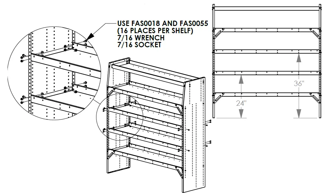 ADRIAN STEEL HD-1644 HRC 16 inch Deep Shelving 44 inch 5 Shelf Unit-12