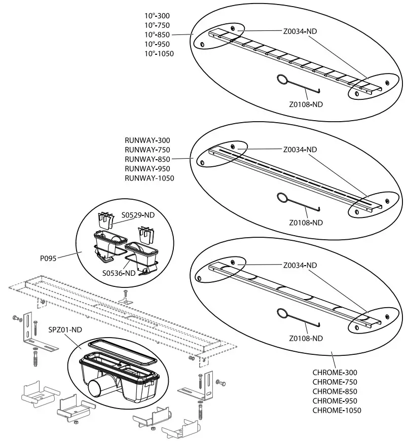 RAVAK X01388 Runway 850 Shower Trap Runway - Figure 3