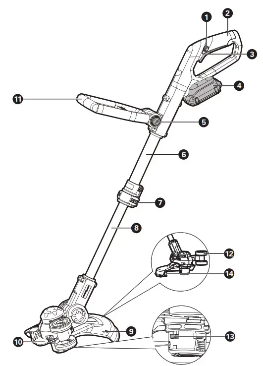 WORX WG162, WG162.9 20V Power Share Cordless Grass Trimmer - 1