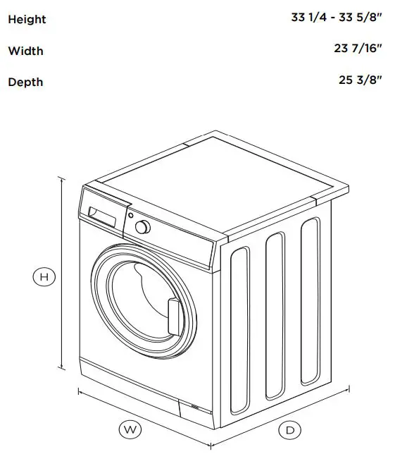 FISHER PAYKEL WH2424F1 Front Load Washer 2.4 cu ft Time Saver User Guide - DIMENSIONS