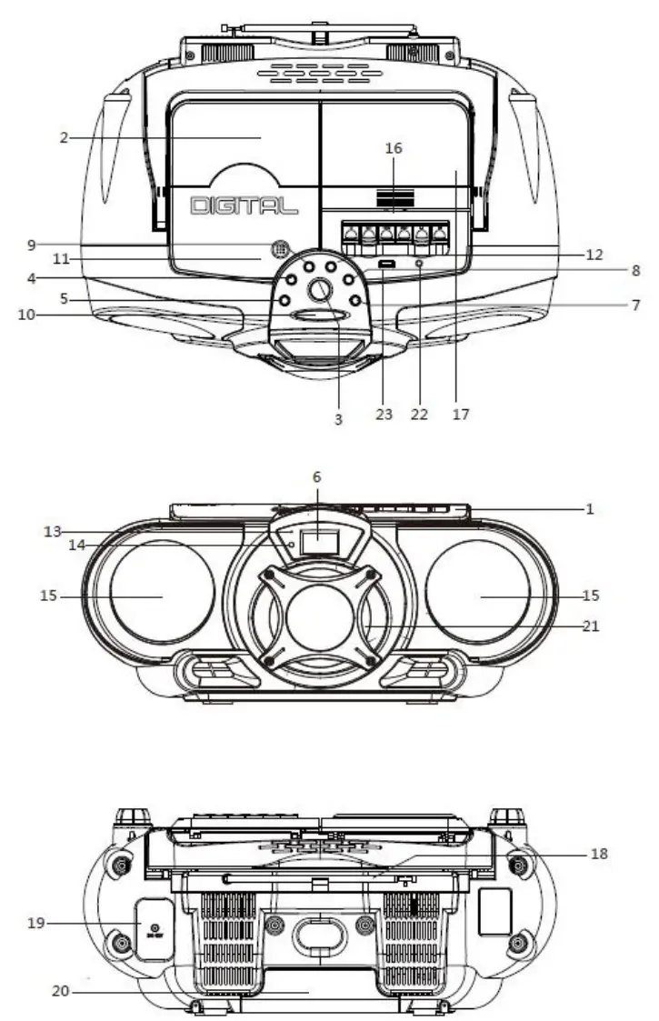 naxa CD009BT Portable Bluetooth Cassette Stereo Radio - Fig 2