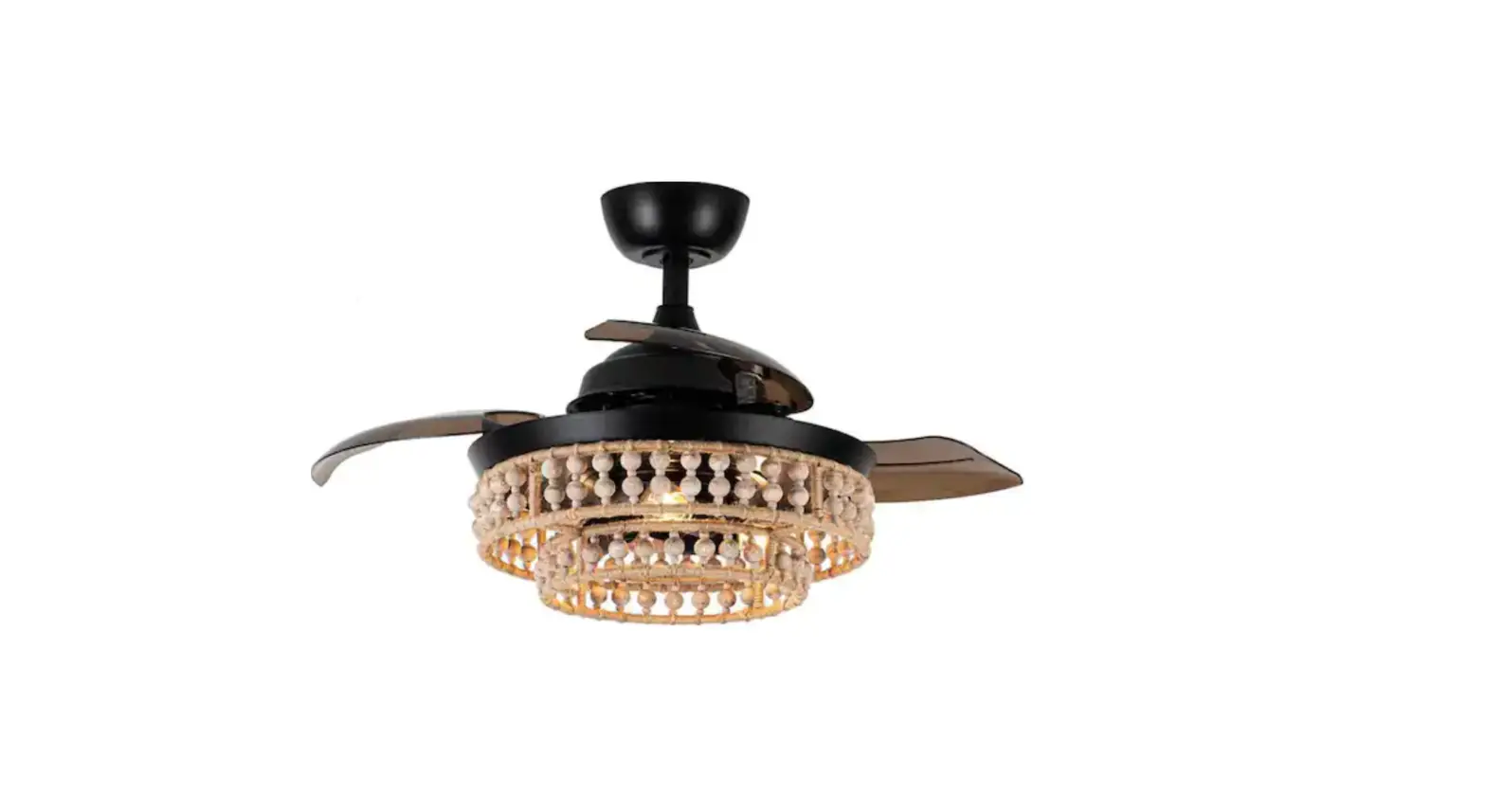 Parrot Uncle F3527110v 36 Inch Matte Black Retractable 3-blade Wood Beads Chandelier Ceiling Fan User Manual