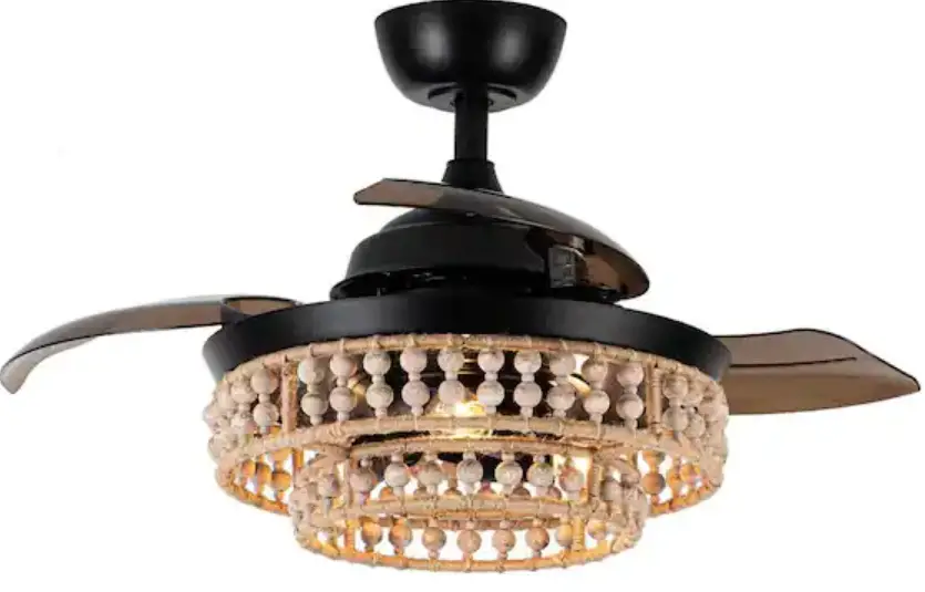 Parrot-Uncle-F3527110V-36-Inch-Matte-Black-Retractable-3-Blade-Wood-Beads-Chandelier-Ceiling-Fan-product