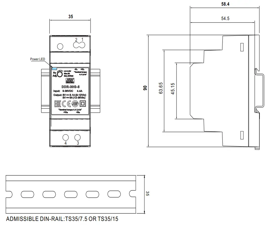 MEAN WELL DDR-30 Series 30W DIN Rail Type DC-DC Converter - Fig 4