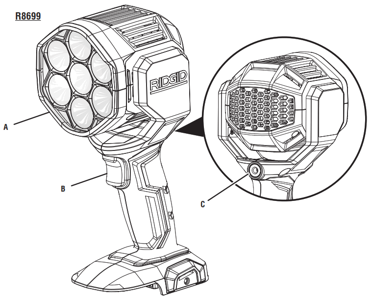 RIDGID R8699 18 V LED Spotlight - 1