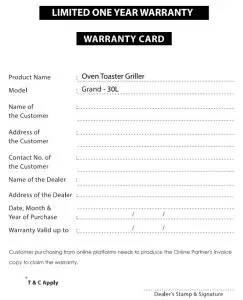Warranty Card