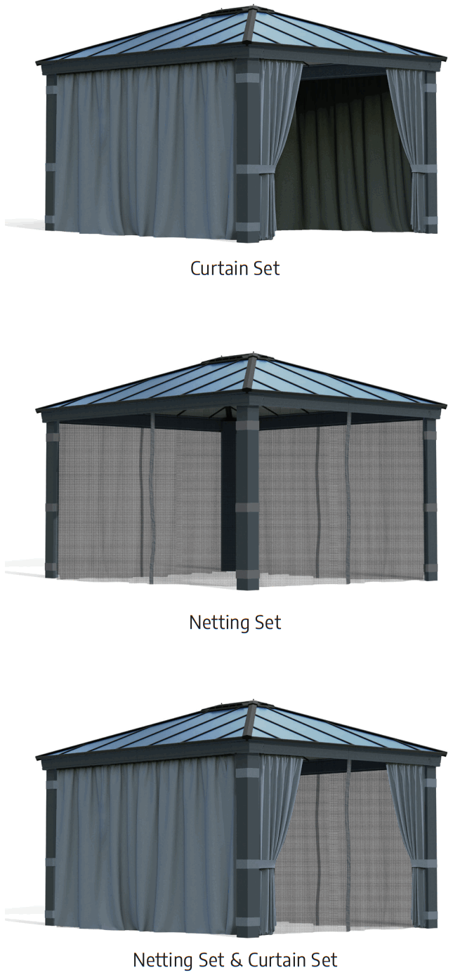CANOPIA Curtain and Netting Set for Dallas Gazebos