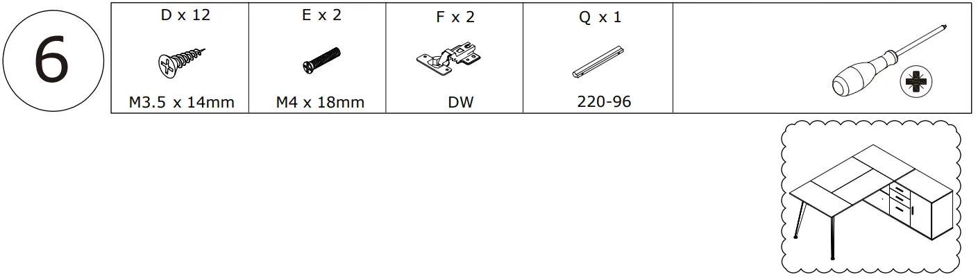 FUFU GAGA KF210153 03 L Shaped Wooden 3 Drawer Desk - Figure 17