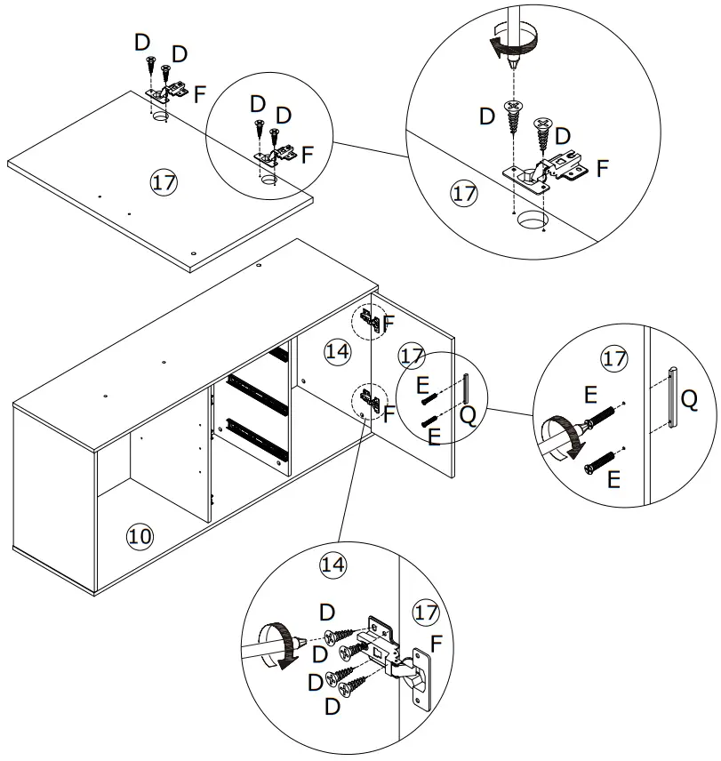 FUFU GAGA KF210153 03 L Shaped Wooden 3 Drawer Desk - Figure 18