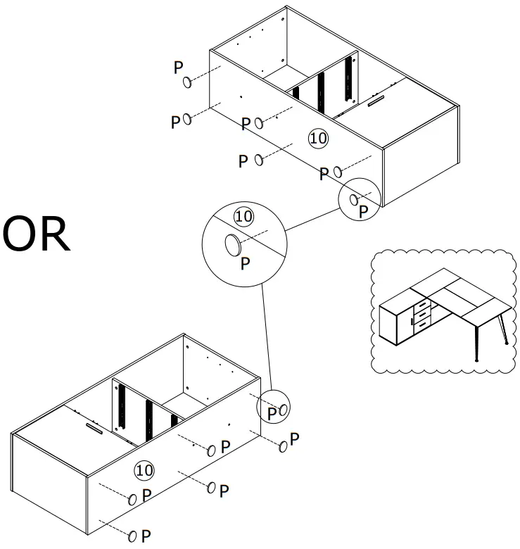 FUFU GAGA KF210153 03 L Shaped Wooden 3 Drawer Desk - Figure 20