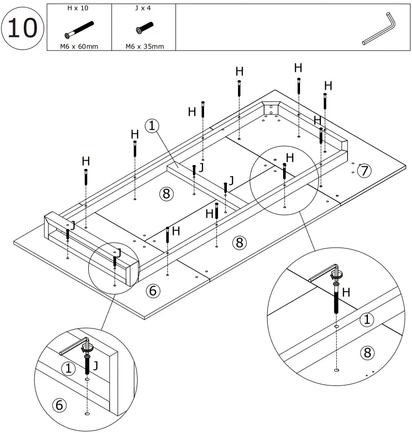 FUFU GAGA KF210153 03 L Shaped Wooden 3 Drawer Desk - Figure 24