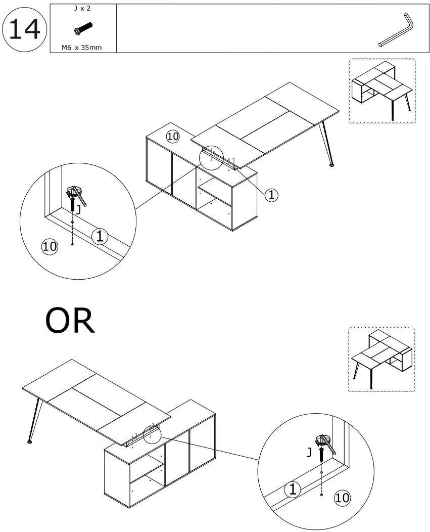 FUFU GAGA KF210153 03 L Shaped Wooden 3 Drawer Desk - Figure 28