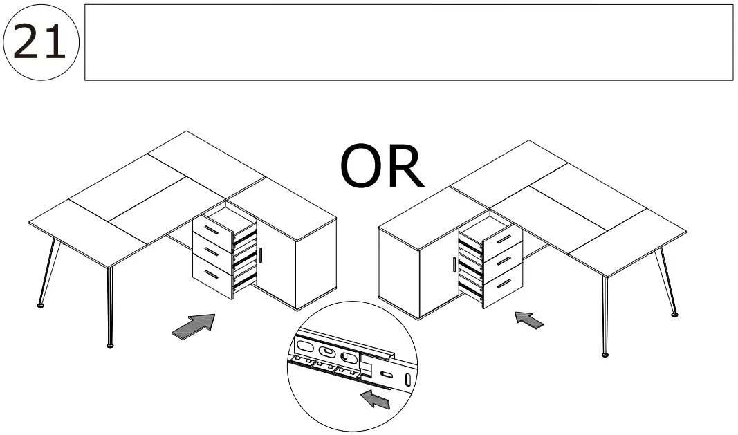 FUFU GAGA KF210153 03 L Shaped Wooden 3 Drawer Desk - Figure 35