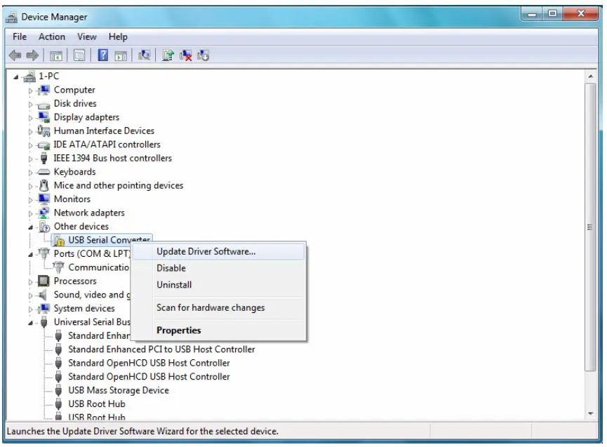 DIGITUS DA-70168 USB-C Serial Adapter - Right click on the other device to bring up a menu as shown below