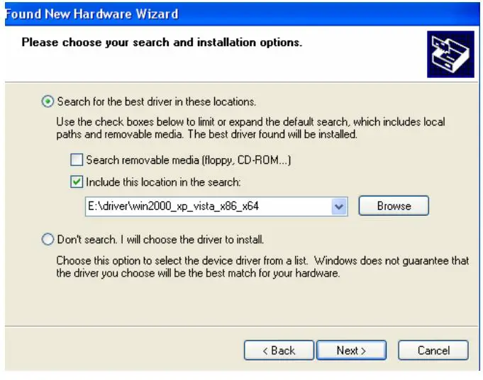 DIGITUS DA-70168 USB-C Serial Adapter - Select “Include this Location in the search ”, click“Browse”
