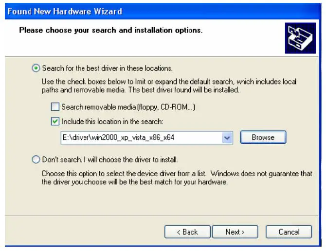 DIGITUS DA-70168 USB-C Serial Adapter - Select “Include this Location in the search ”, click“Browse”