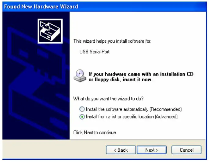 DIGITUS DA-70168 USB-C Serial Adapter - Select “Install from a list or specific location(Advanced),click “Next” to continue.