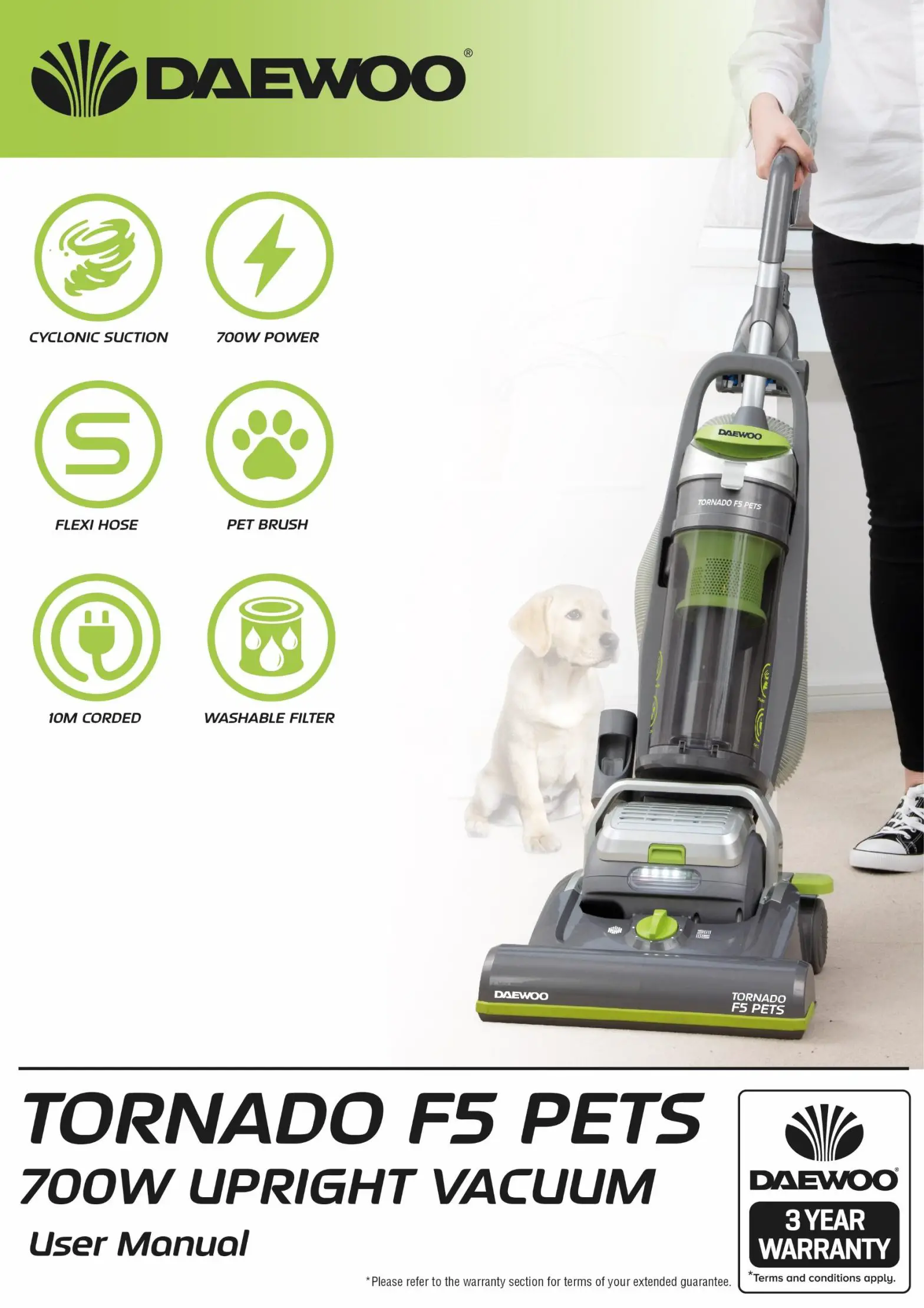 DAEWOO FLR00050 Tornado F5 Pets 700W Upright Vacuum Cleaner