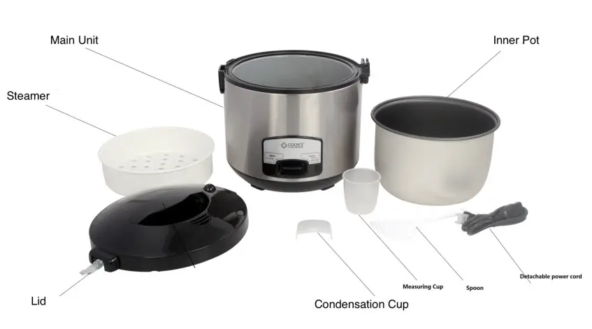 COOK S COMPANION DRC 10CC 20 Cup Nonstick 1 Touch Multi Cooker- PARTS IDENTIFICATION