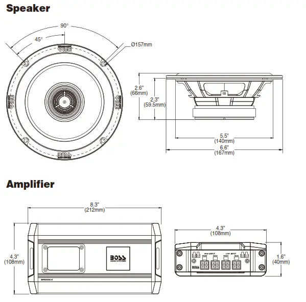 BOSS Harley Davidson front system - Dimensions