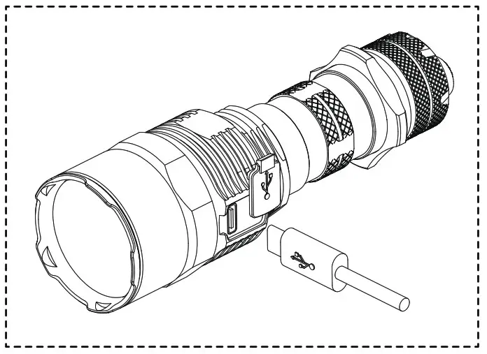 NITECORE TM9K TAC USB C Rechargeable Flashlight - NITECORE TM9K TAC USB C Rechargeable Flashlight - charging