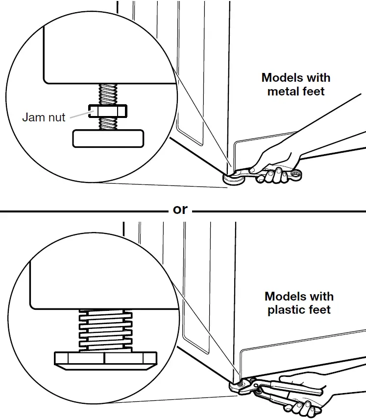 Adjust leveling feet
