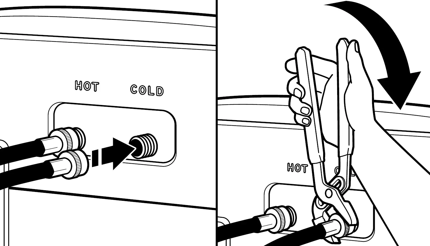 Connect inlet hoses to washer