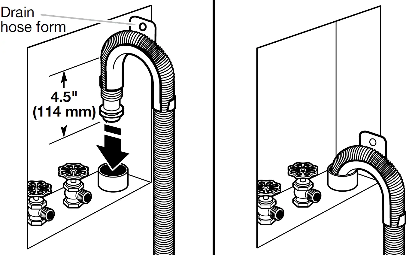 Place drain hose in standpipe
